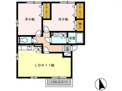 サンコート札木A(2LDK/2階)の間取り写真
