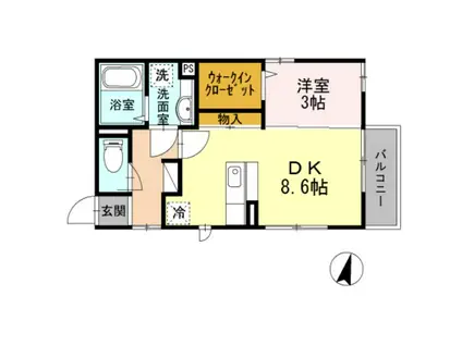 ソフィア平和台(1DK/2階)の間取り写真