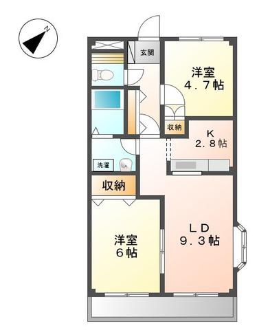 メゾンスマイル(2LDK/2階)の間取り写真