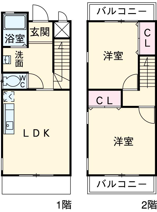 ツインクレストＡ棟(2LDK)の間取り写真