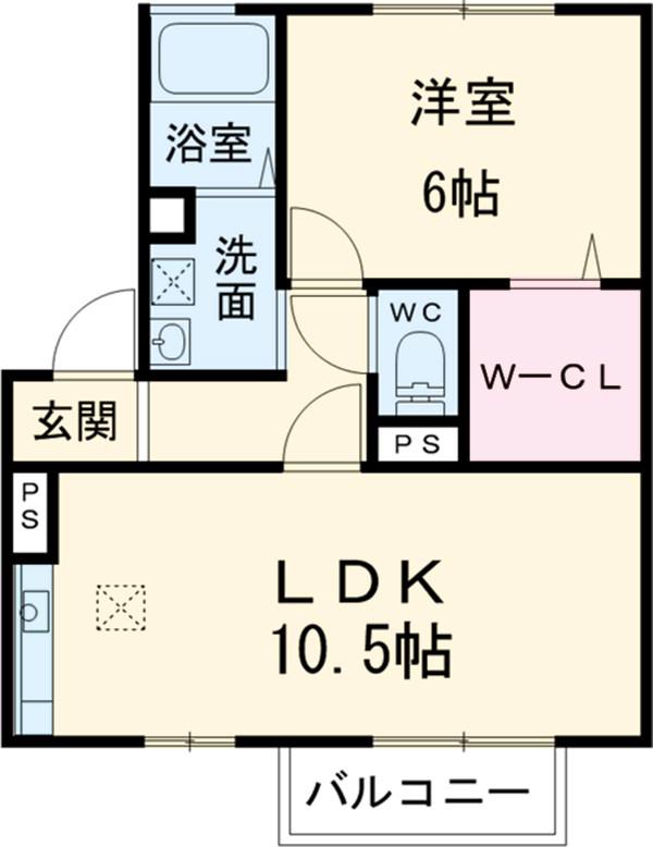 イデアル豊明 A(1LDK/2階)の間取り写真