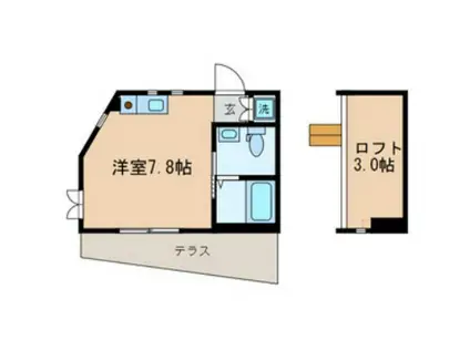 アルコープ(ワンルーム/1階)の間取り写真