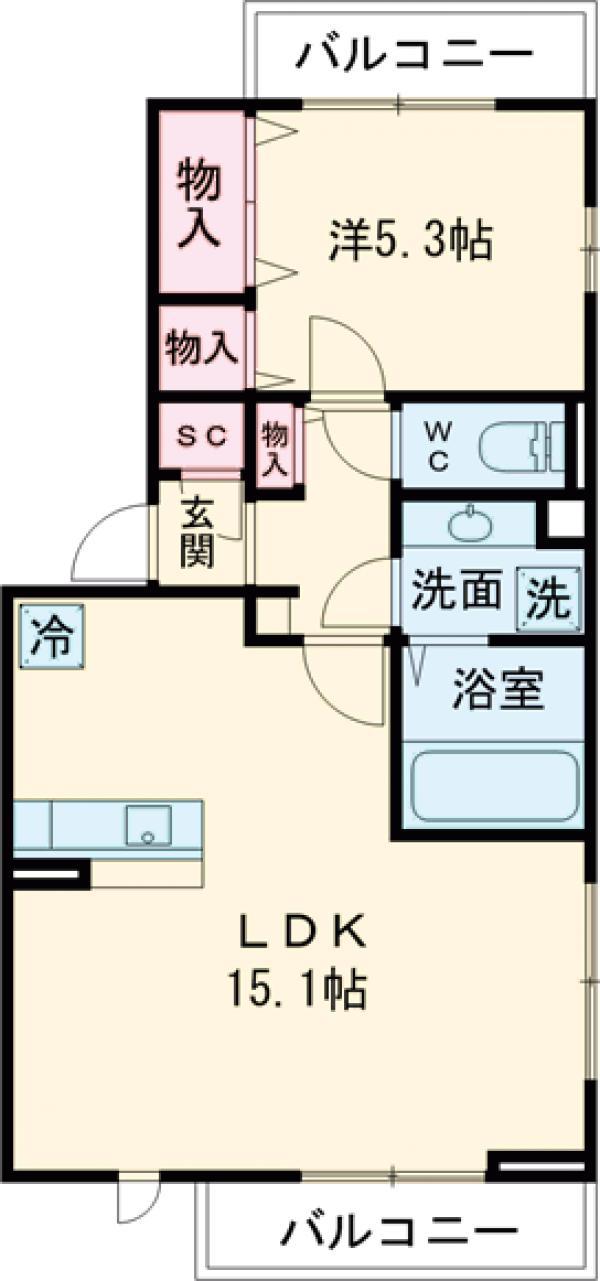 ハイムにしきのⅡ(1LDK/3階)の間取り写真