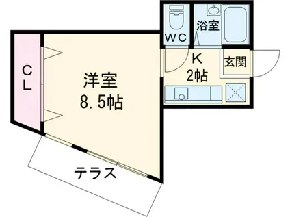スカイハイツ北千束(1K/1階)の間取り写真