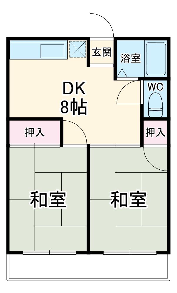 シティーハイム上の台A(2DK/1階)の間取り写真