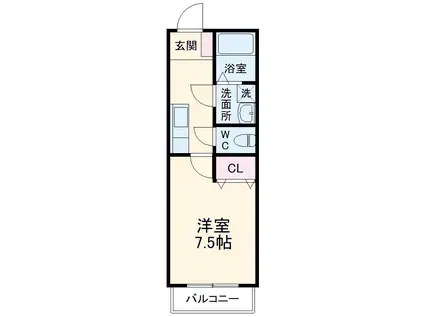 ハイツ田戸Ⅱ(1K/3階)の間取り写真