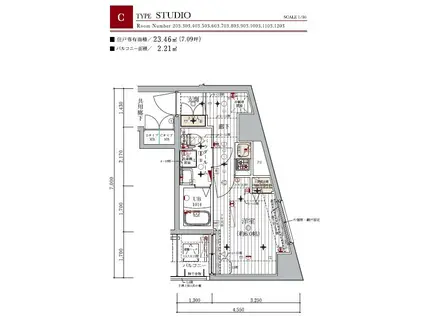 メインステージ北千住Ⅱ(1K/6階)の間取り写真