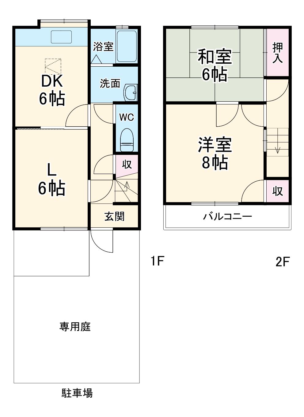 メゾネット横川Ｂ棟(2LDK)の間取り写真
