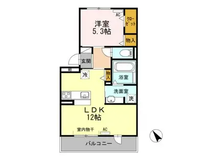 ブルームーン(1LDK/2階)の間取り写真