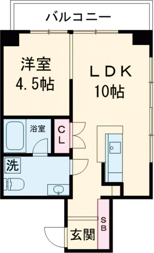 ワイポイントアパートメント(1LDK/4階)の間取り写真