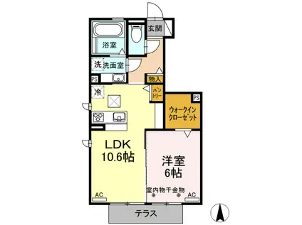 花水木の家 Ⅵ(1LDK/1階)の間取り写真