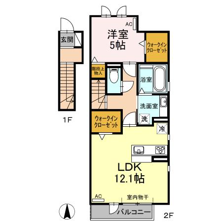 花水木の家 Ⅵ(1LDK/2階)の間取り写真