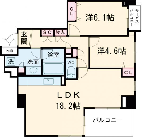 エミリブ鷺ノ宮(2LDK/8階)の間取り写真