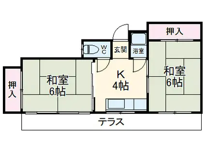東海道本線 東刈谷駅 徒歩18分 1階建 築42年(2DK)の間取り写真