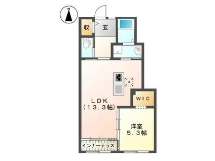 ミル フルール(1LDK/1階)の間取り写真