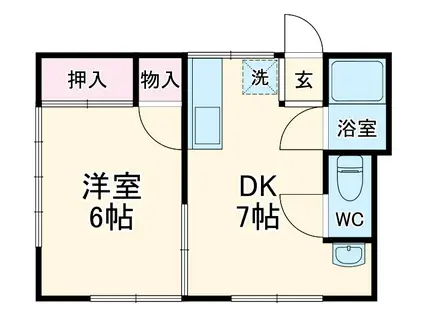 足立荘(1DK/2階)の間取り写真
