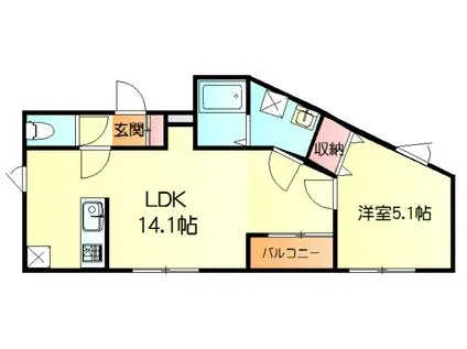 メープルテラス(1LDK/1階)の間取り写真