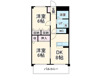 和泉乃郷Ⅱ号館(2DK/2階)の間取り写真