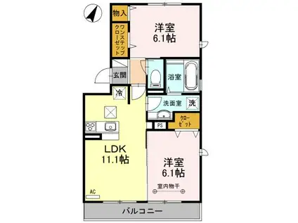コスモ・アルカディア(2LDK/1階)の間取り写真