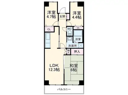 プロスペール谷塚1番館(3LDK/4階)の間取り写真