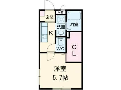 フローラ(1K/1階)の間取り写真