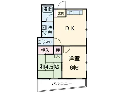 グンチクハイム(2DK/3階)の間取り写真