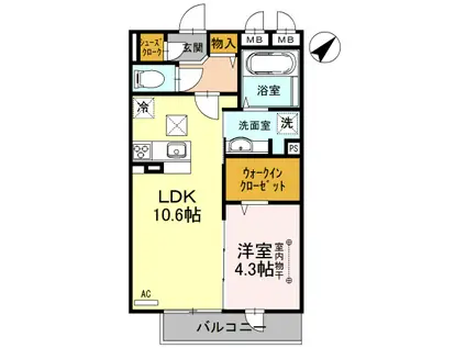 RICHE(1LDK/1階)の間取り写真