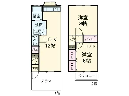 テラスロアール(2LDK)の間取り写真
