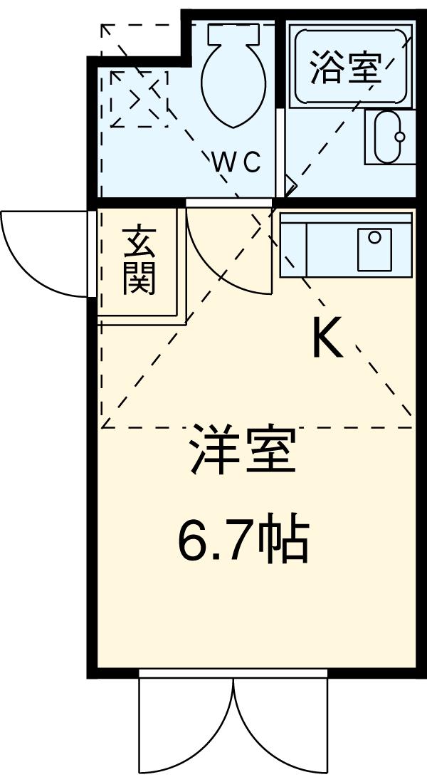 プリマ壱番館(ワンルーム/1階)の間取り写真