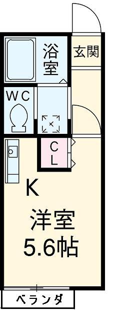 コンフォート緑が丘(ワンルーム/2階)の間取り写真
