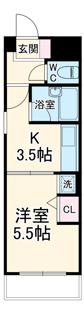 コスモコート(1K/5階)の間取り写真