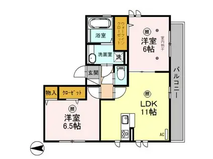 ディアナコート(2LDK/2階)の間取り写真