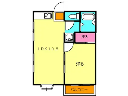 ハイツモーレアB(1LDK/2階)の間取り写真