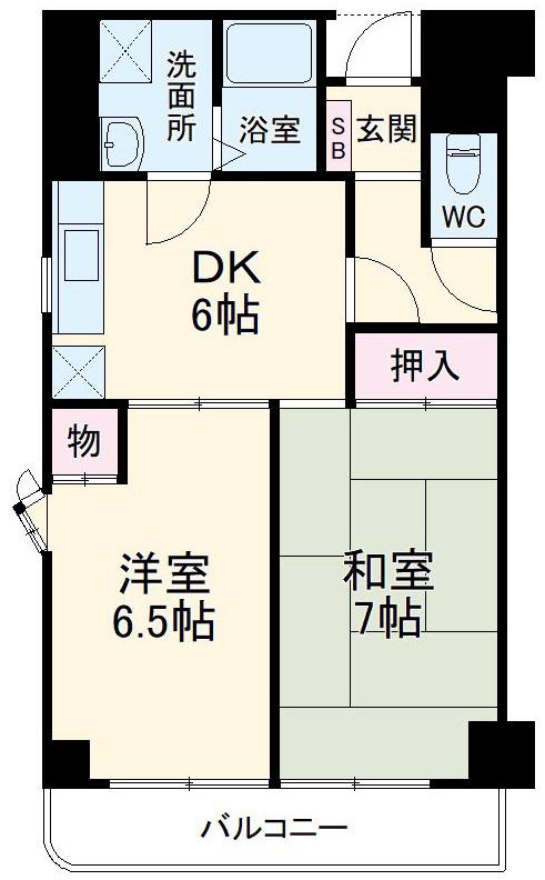 ハイツサカエ(2DK/3階)の間取り写真