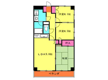 デュオアカシヤ(2SLDK/2階)の間取り写真