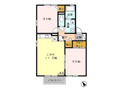 レジデンス大岡B(2LDK/2階)の間取り写真