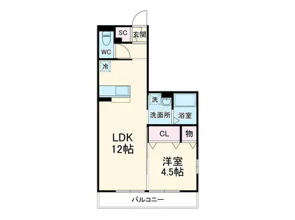リュイールⅡ(1LDK/2階)の間取り写真