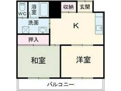 メゾン・ド・エスポワール(2DK/1階)の間取り写真