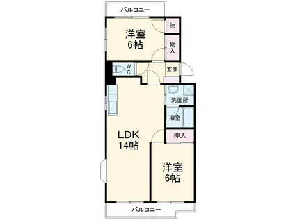 アルモニードエル(2LDK/2階)の間取り写真