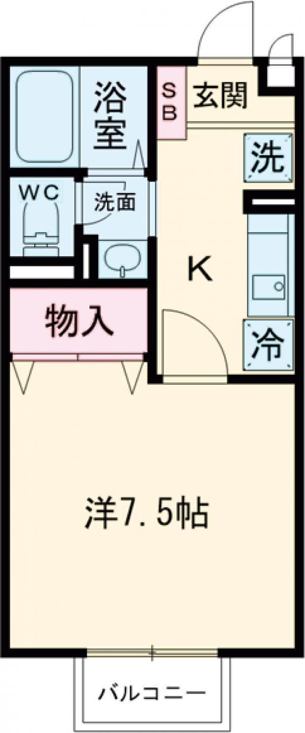 シャルマンC(1K/1階)の間取り写真