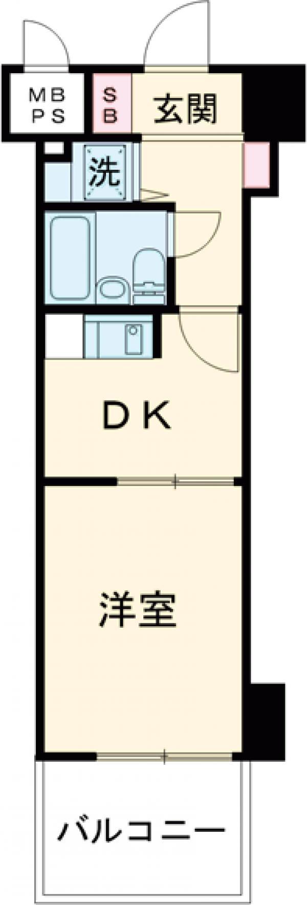 ダイアパレス前橋大友(1DK/4階)の間取り写真