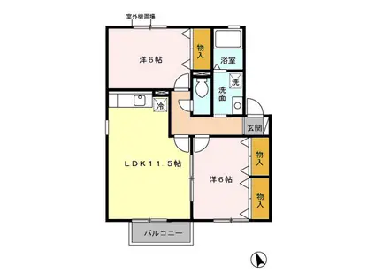 セジュール安城(2LDK/2階)の間取り写真