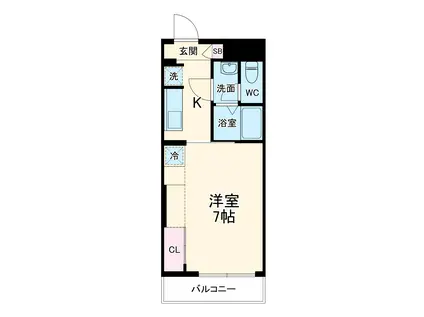 リブリ・谷塚Ⅱ(1K/3階)の間取り写真