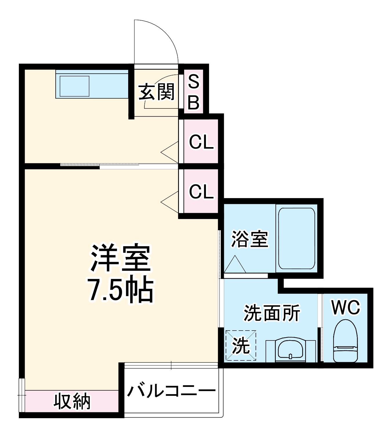 メゾンドアサヒ(1K/2階)の間取り写真
