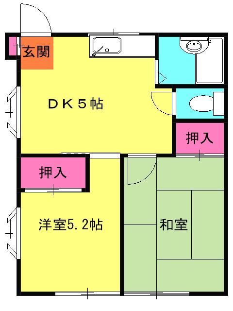 メゾンロアール公郷(2DK/1階)の間取り写真