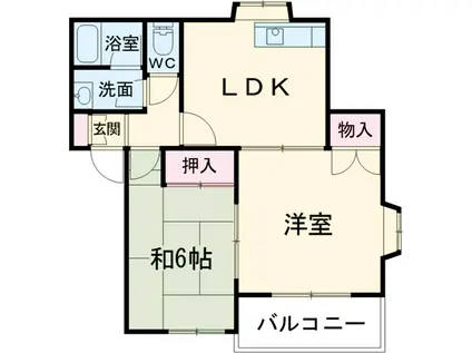 ヴィレッジ佐鳥B(2DK/1階)の間取り写真