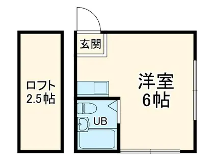 海風ハイツ(ワンルーム/1階)の間取り写真