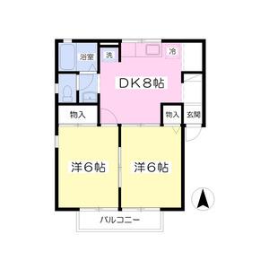 アルカディアB(2DK/2階)の間取り写真