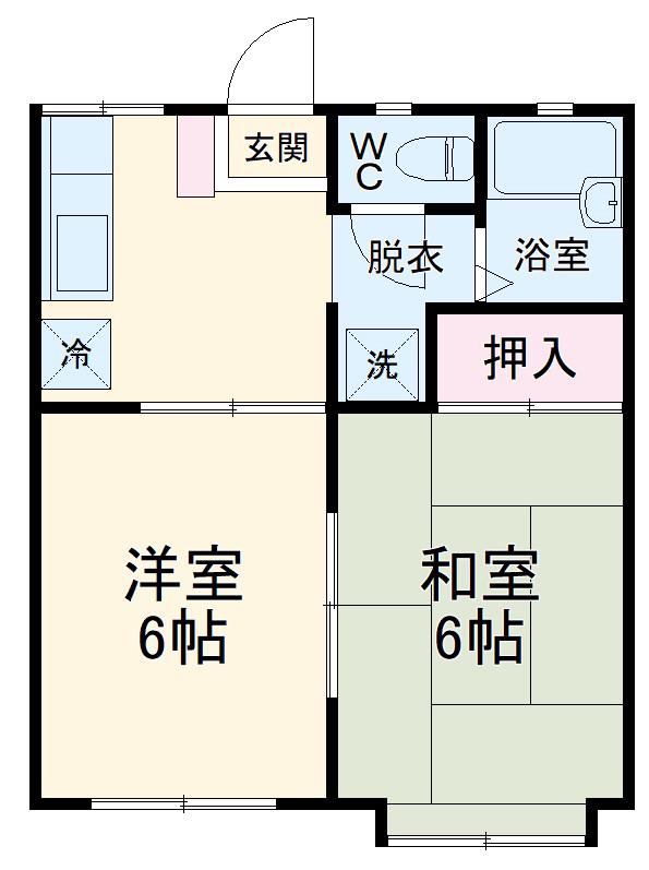 アパルタメント汐入(2K/2階)の間取り写真