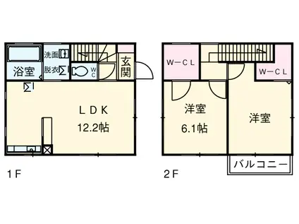 信越本線 北高崎駅 徒歩39分 2階建 築13年(2LDK)の間取り写真